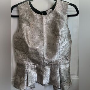 MINT Silver Golden Metallic Cocktail Peplum Top